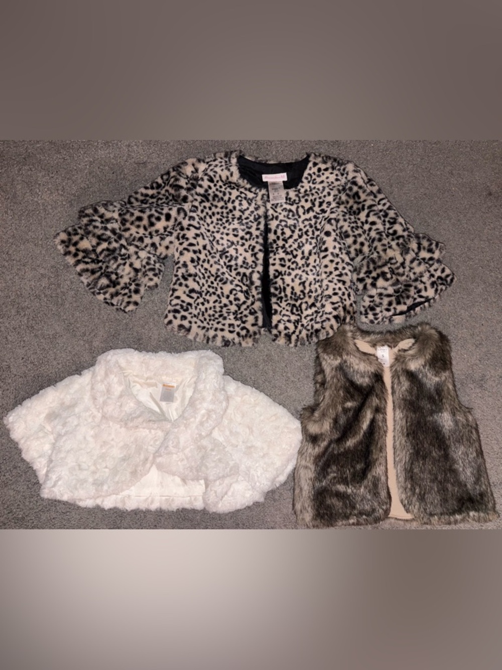 Girls Size 5/6 Faux Fur Shrug & Vest Bundle Bonnie Jean Holiday & Dressy Jackets